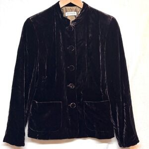 Vintage Ann Taylor Velvet Jacket Dark Academia Brown Velvet Jacket 90s 6P NWT